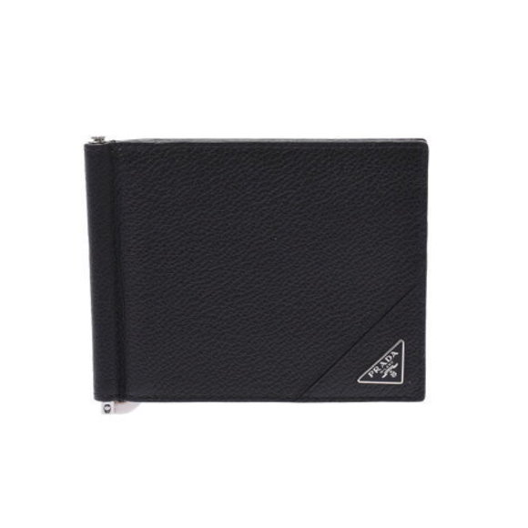 PRADA Bifold Billfold Black x Leather - Picture 1 of 12